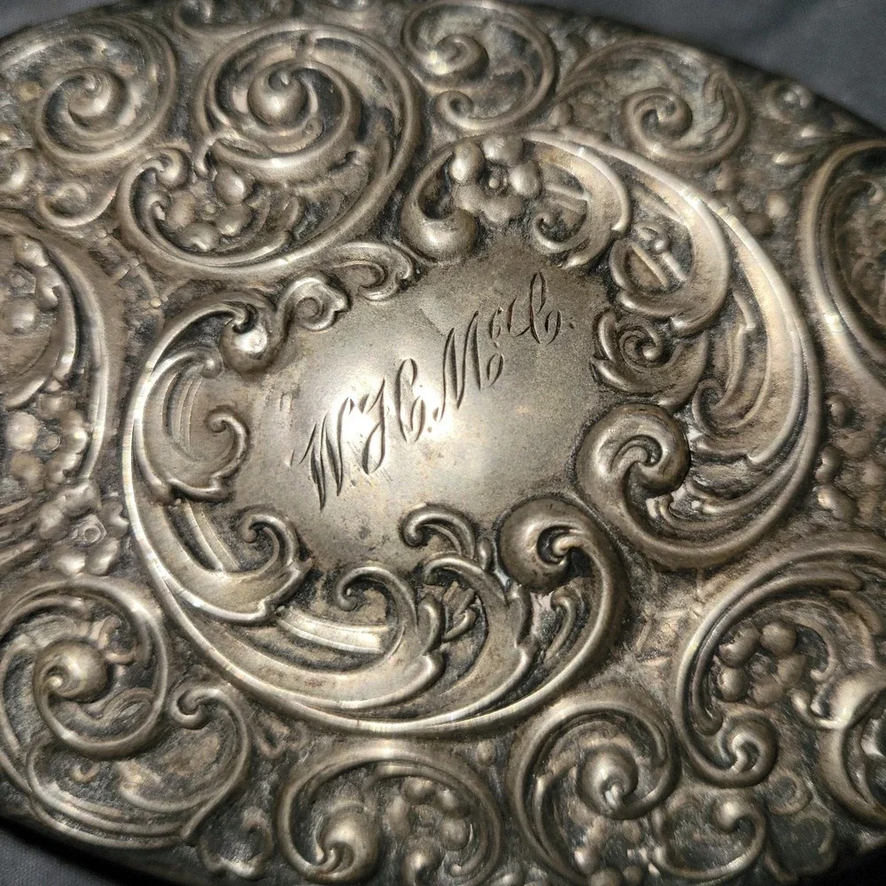 Antique Sterling 925 Engraved Vanity Brush